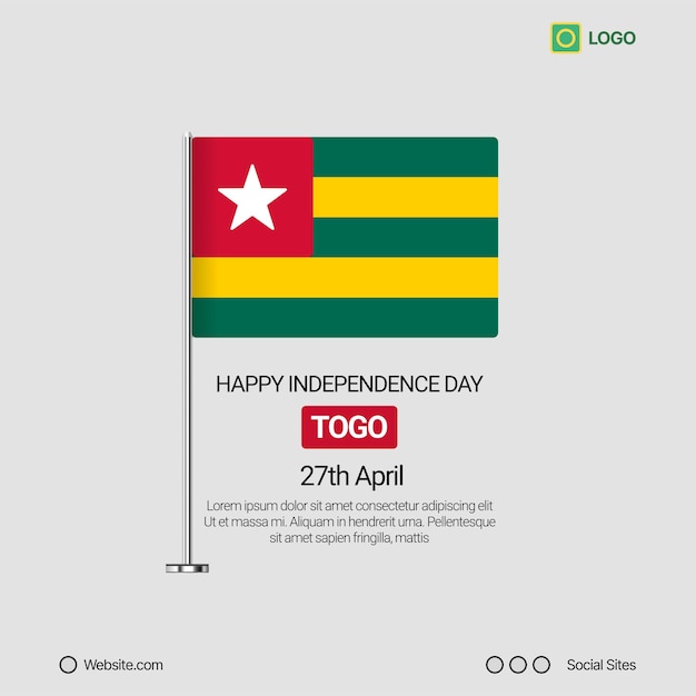 Togo Independence Day Social Media Banner Editable Vector Design with Flag