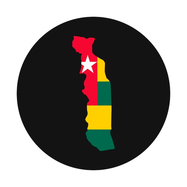 Togo map silhouette with flag on black background