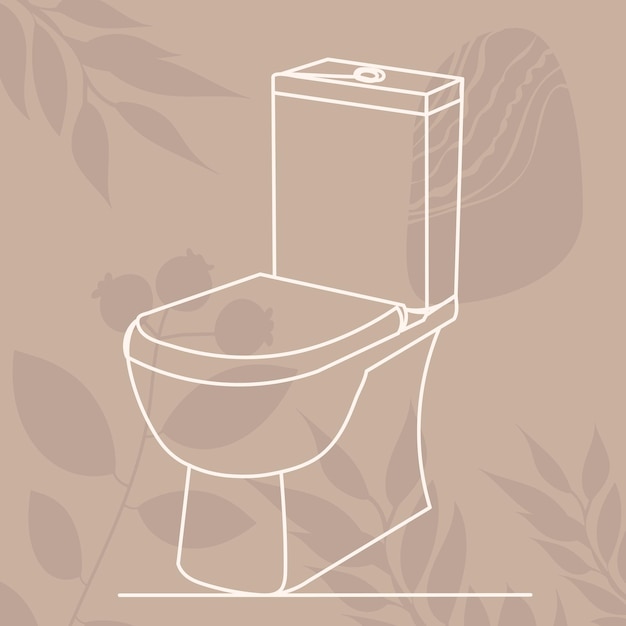 Toilet bowl continuous line drawing sketch vector