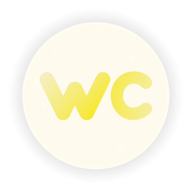 Toilet icon labeled with WC abbreviation in 3d gradient volumetric style