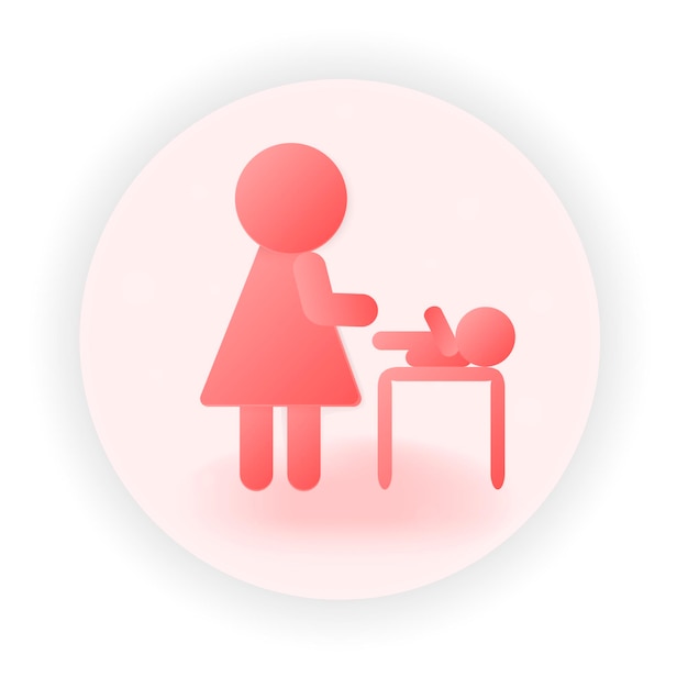 Toilet icon for mother with newborn room for feeding and diaper change in 3d gradient volumetric style