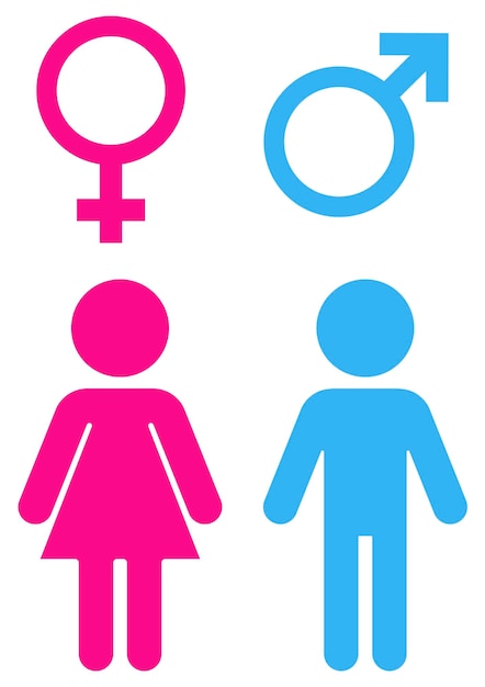 Toilet icon Toilet sign Male and female bathroom sign Gender sign of man and woman in color isolated on white background