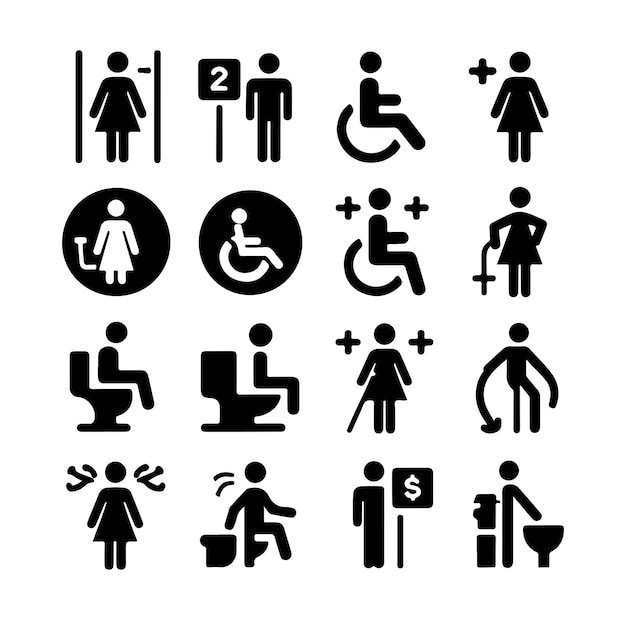 Toilet sign vector set of toilet signs silhouette vector