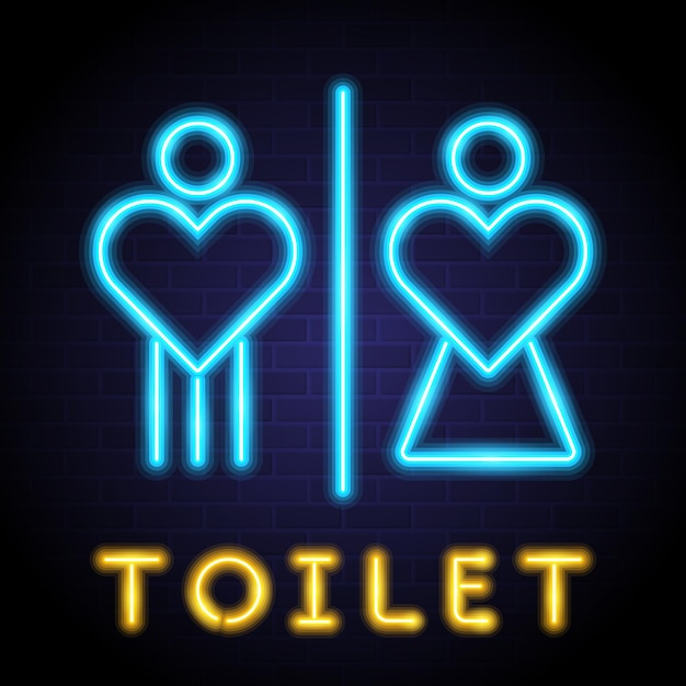 Toilet symbol blue color with neon style glow element