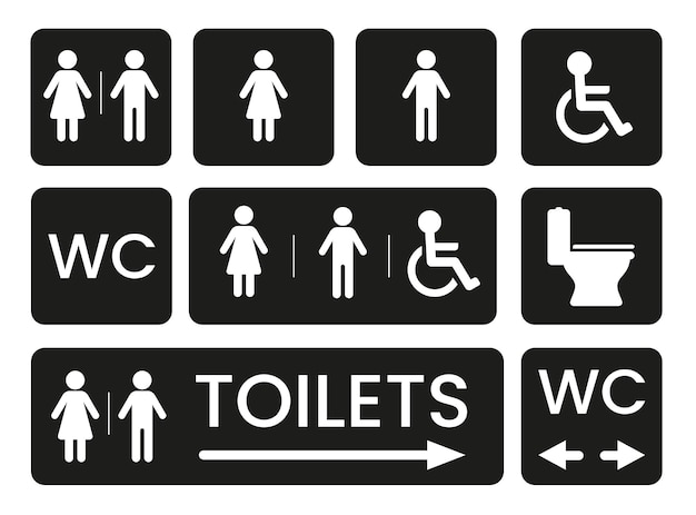 Toilet and wc print ready signs vector