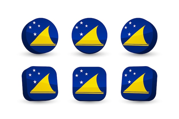 Tokelau flag 3d vector illustration button flag of Tokelau isolated on white