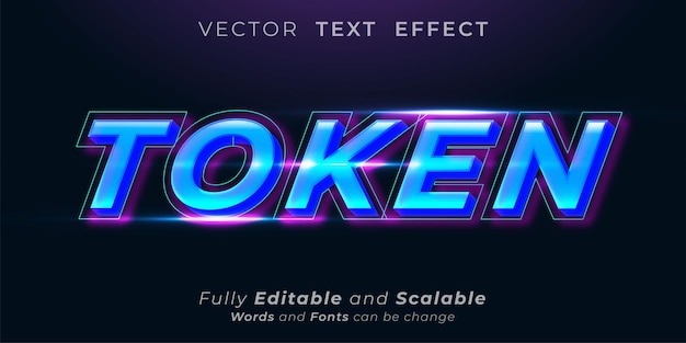 Token neon text on abstract background editable 3d text style