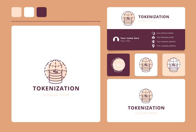 Tokenization logo design with editable slogan branding book