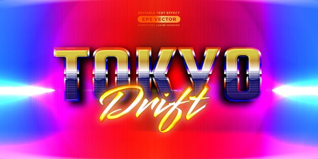 Tokyo drift editable text style effect in retro look design with experimental background ideal for poster flyer logo social media post and banner template promotion