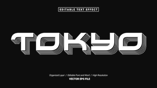 Tokyo Editable Font. Typography Template Text Effect Style. Lettering Vector Illustration Logo.