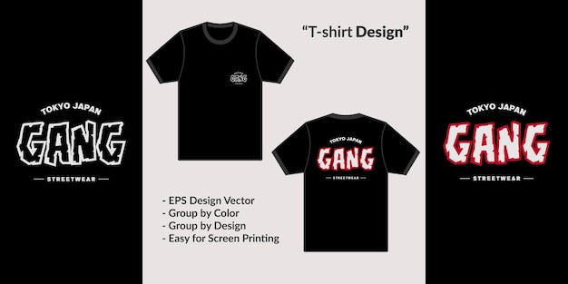 tokyo gang typography style streetwear design for premium jacket vector t-shirt merchandise