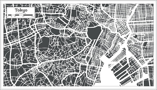 Tokyo Japan City Map in Retro Style. Outline Map. Vector Illustration.