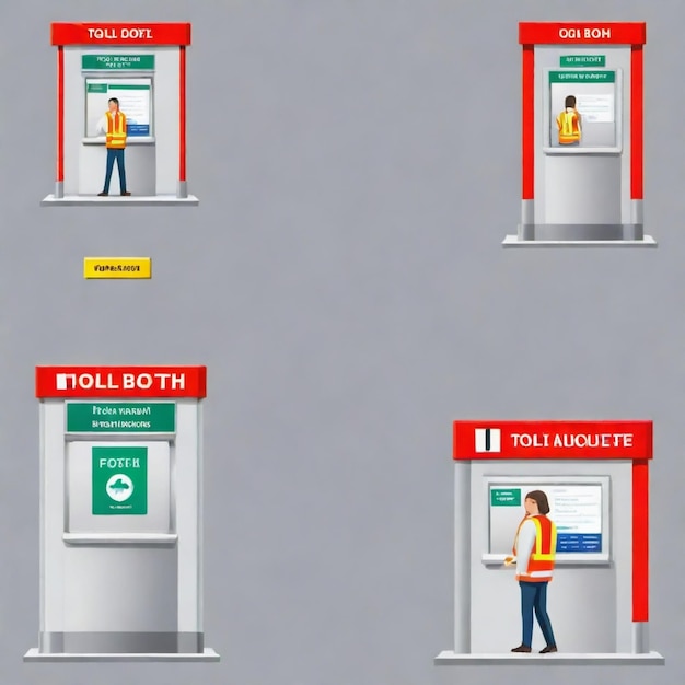 Toll booth sign detailed vector set