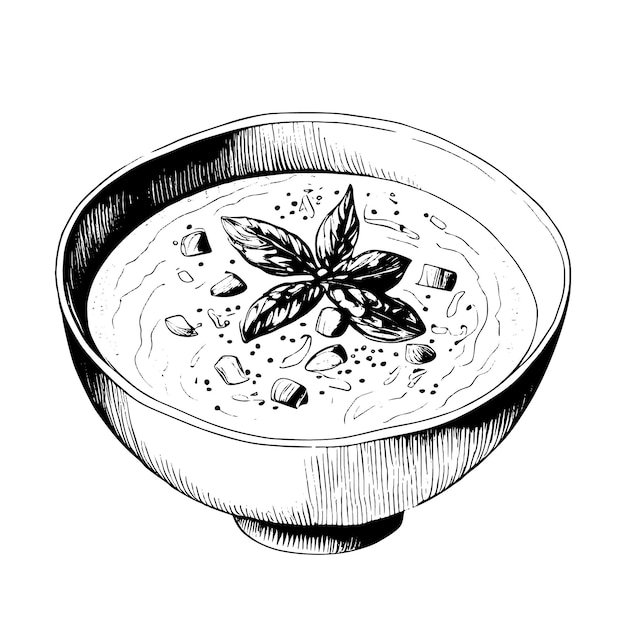 Tom Kha Gai thai food Chicken coconut soup Hand drawn vector illustration