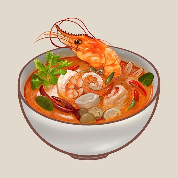 Tom Yum Kung soup illustration