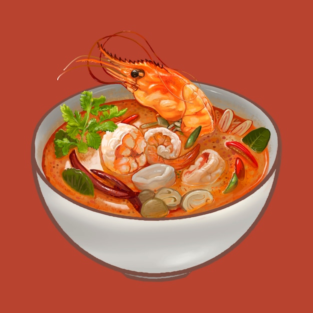 Tom Yum Kung soup illustration