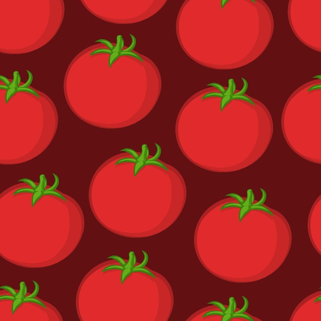 Tomato on a brown background. Seamless pattern. Vector illustration.