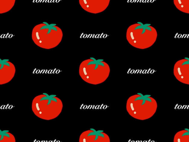 Tomato cartoon character seamless pattern on black background