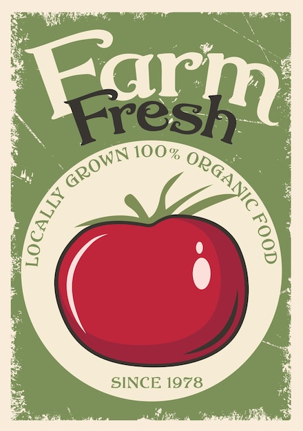 Tomato farm advertisement vintage poster design