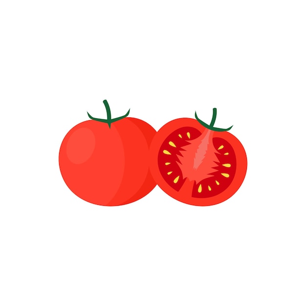 Tomato Fruit Flat Design Vector Illustration Isolated on a white background