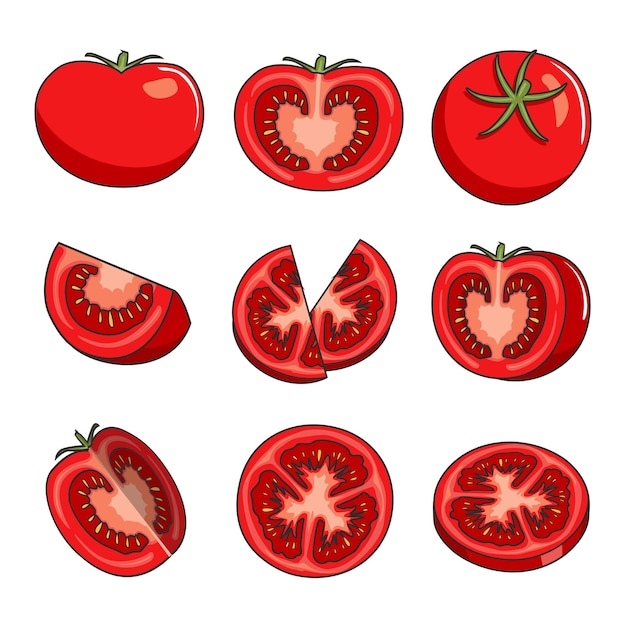 Tomato illustrations cartoon set