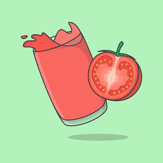 Tomato Juice Cartoon Vector Illustration Fresh Tomato Juice Flat Icon Outline