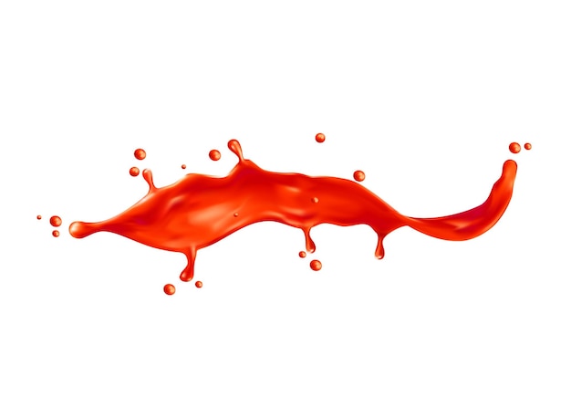 Tomato ketchup sauce wave flow splash with drops