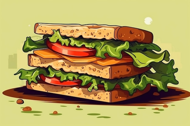 Vector tomato lettuce sandwich slice