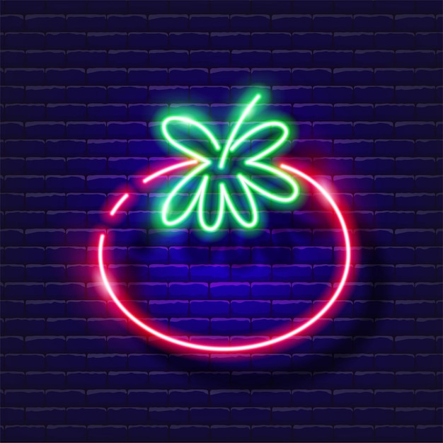 Tomato neon sign for Gardening and agriculture concept