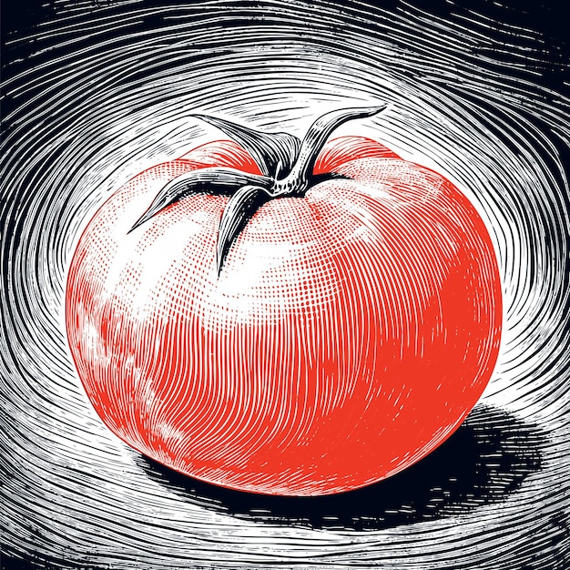 Tomato red engrave vector