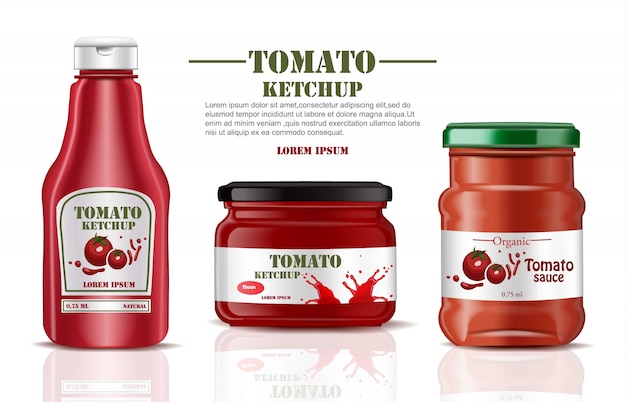 Tomato sauce and ketchup product mock up