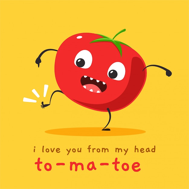 A tomato showing his toe. Vector Illustration