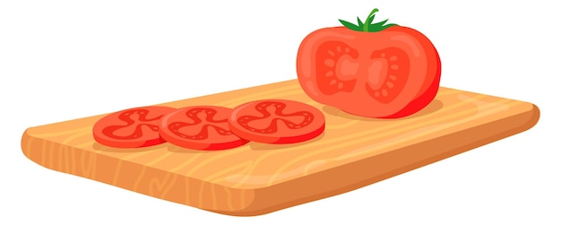 Tomato slices on cutting board Cooking process icon