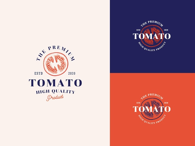 Tomato spice Hand Draw Logo Template with Premium Vintage Typography Stylish Vintage Vector Emblem