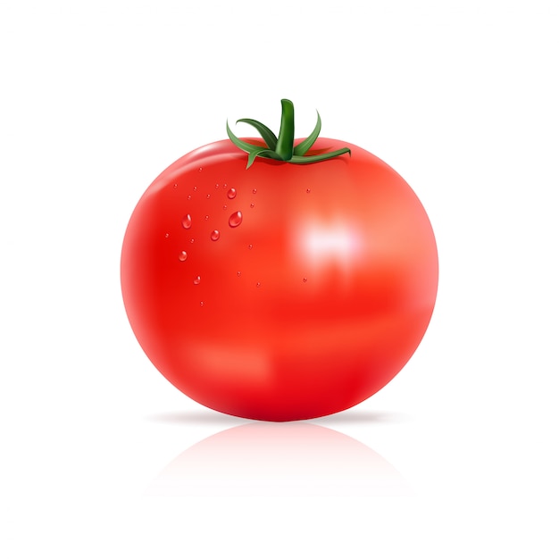 Tomato with water drops.