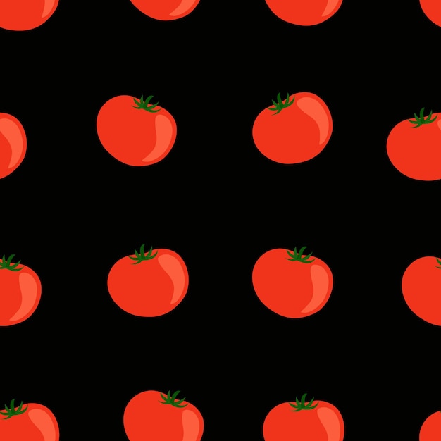 Tomatoes on a black background. Seamless pattern.