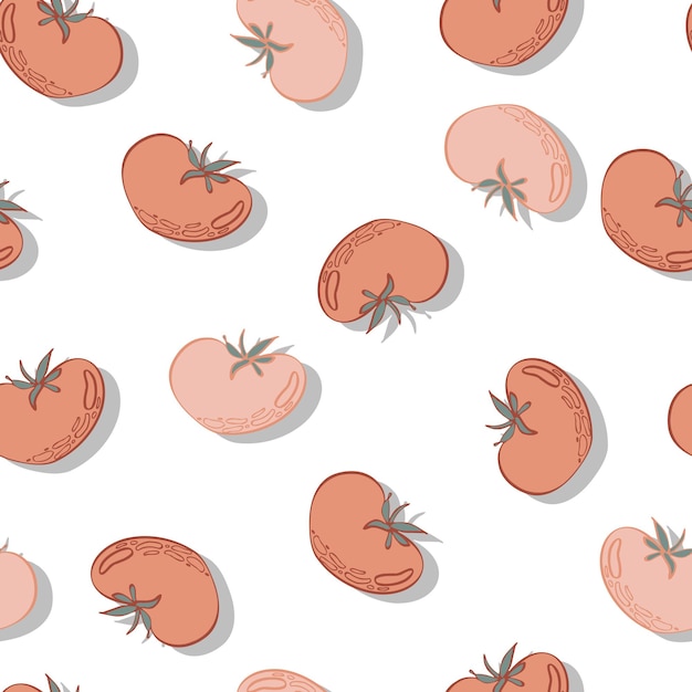 Tomatoes vegetable vector seamless pattern