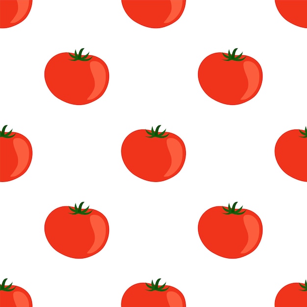 Tomatoes on white background. Food seamless pattern.