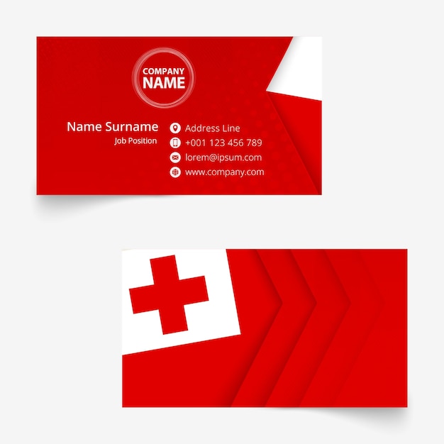 Tonga Flag Business Card, standard size (90x50 mm) business card template.