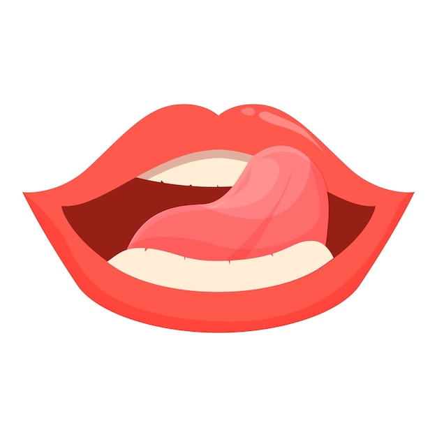 Tongue clean sexy teeth and lips icon cartoon vector Cute female mouth