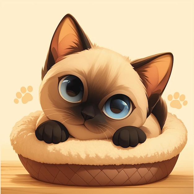 Tonkinese Cat Lounging in a Cat Bed