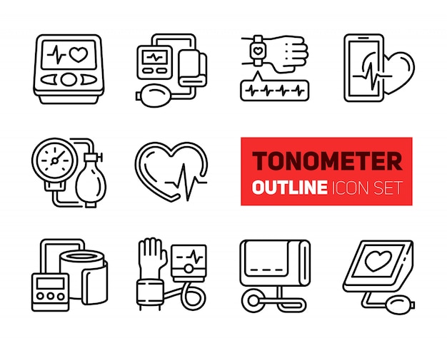 Tonometer outline icons set