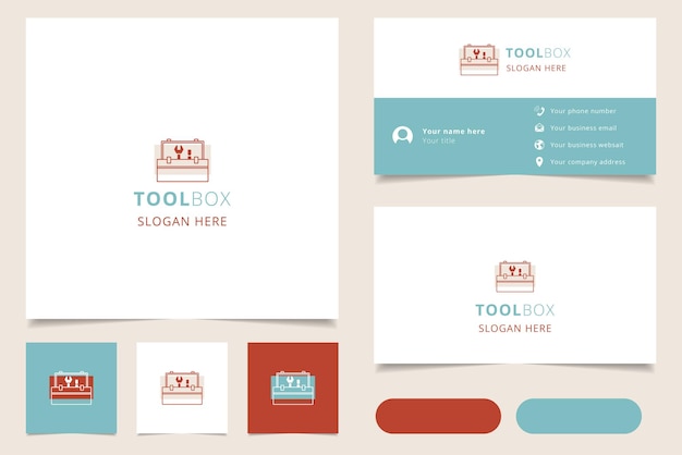 Toolbox logo design with editable slogan branding book and