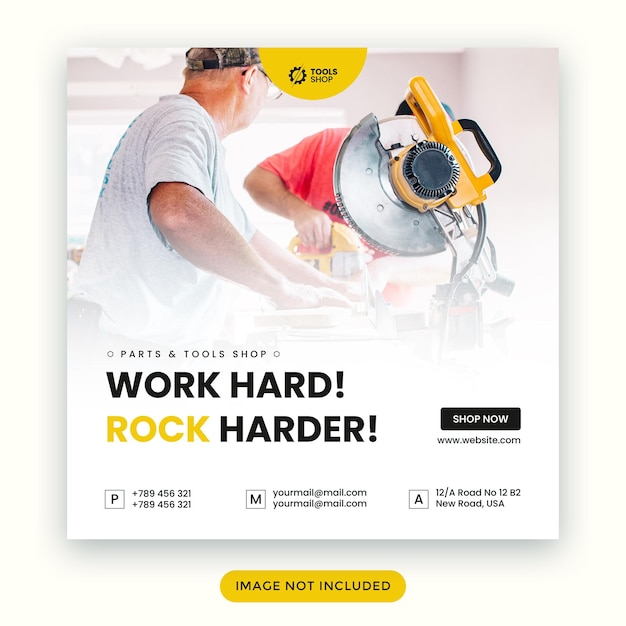 Tools shop power machine social media post template