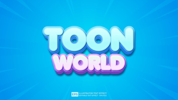 Toon World 3D editable text effect font