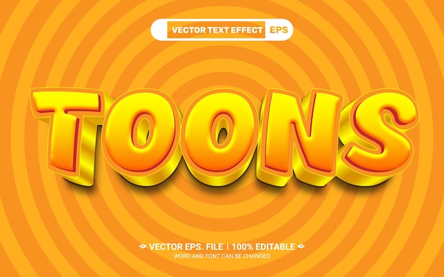 Toons editable 3d comic cartoon style vector text style effect