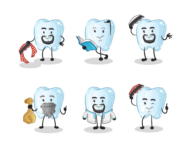 tooth arab character. cartoon mascot vector