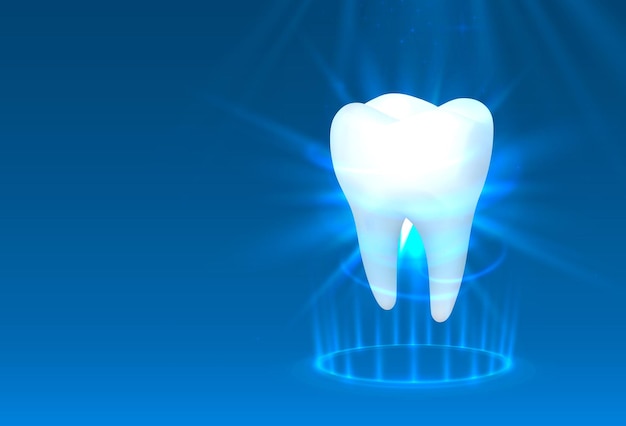 Tooth on a blue background, template design element, Vector illustration