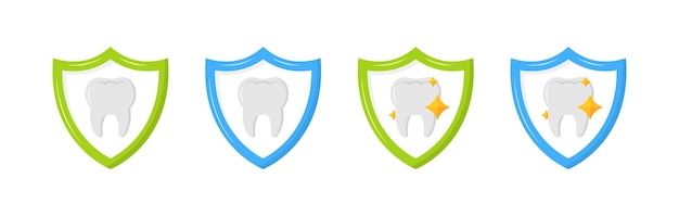 Vector tooth care set icons flat style vector icons