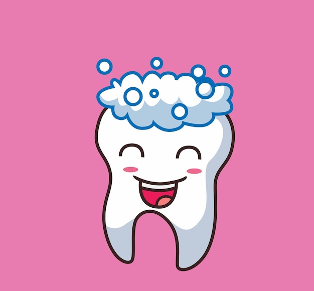 Tooth character is taking a bath cartoon illustration